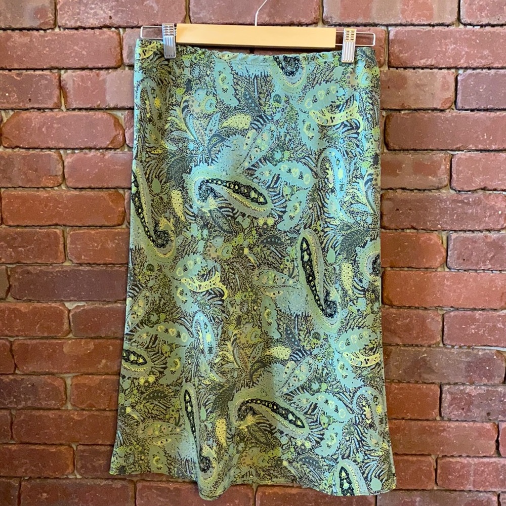 Green and Navy Paisley Skirt